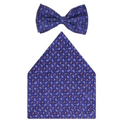 Tiekart cool combos blue paisley silk bow tie+pocket square