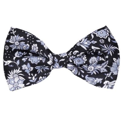 Tiekart cool combos black floral silk bow tie+pocket square