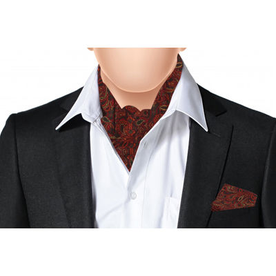 Multi Silk Paisley design Cravat with Pocket Sqaure Combo-Set of 2