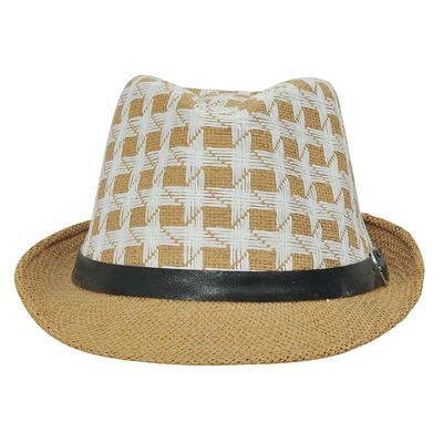 Tiekart beige checkered men classy hat