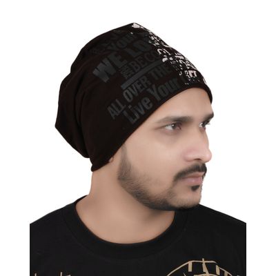 Tiekart men brown beanie winter cap