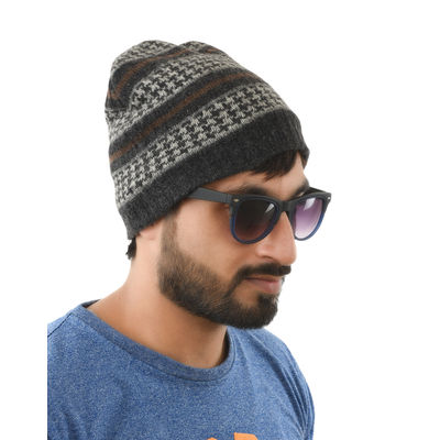 Tiekart men grey polka dot woollen winter caps