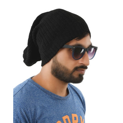 Tiekart men black  woollen winter caps