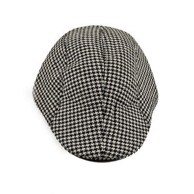 Black and White Houndstooth Golf Cap With Ear Flaps for Men