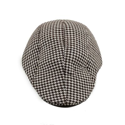 Brown and White Houndstooth Golf Cap With Ear Flaps for Men