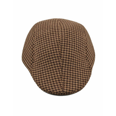 Brown Houndstooth Golf Cap With Ear Flaps for Men