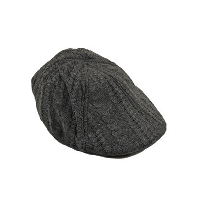 Grey Self Design Woolen Warm Golf Cap for Men