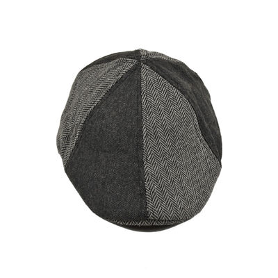 Grey Patterned Warm Semi Woolen Golf Cap for Men