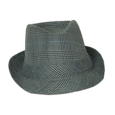 Blue Checkered Fedora Hat for Men