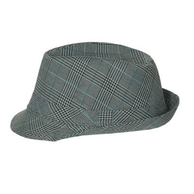 Blue Checkered Fedora Hat for Men