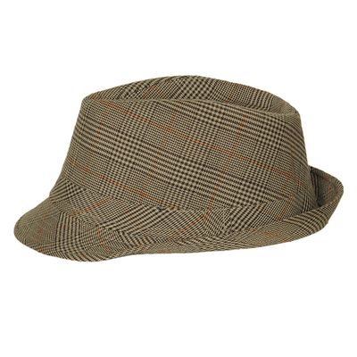 Brown Checkered Fedora Hat for Men