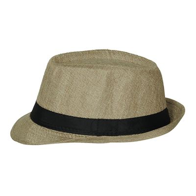 Beige Plain Fedora Hat for Men