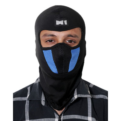 Plain Black & Blue Helmet Liner Full Face Biker Mask