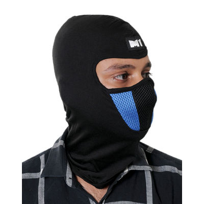 Plain Black & Blue Helmet Liner Full Face Biker Mask