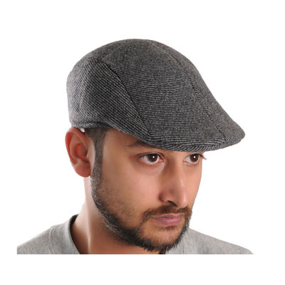 Grey Patterned Golf Cap With Ear Flaps for Wind & Cold Protection for Men