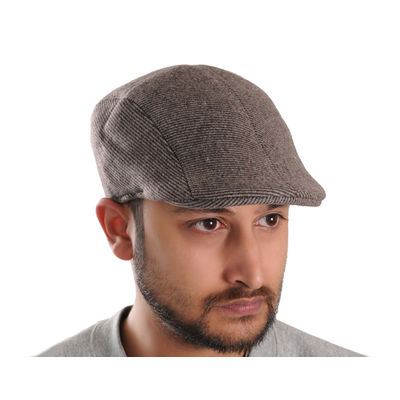 Brown Patterned Golf Cap With Ear Flaps for Wind & Cold Protection for Men