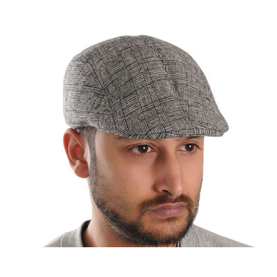 Grey Patterned Golf Cap With Ear Flaps for Wind & Cold Protection for Men