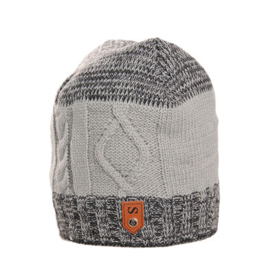 Grey Woolen Warm Winter Beanie Skull Cap With Faux Fur Inside for Men/Boys