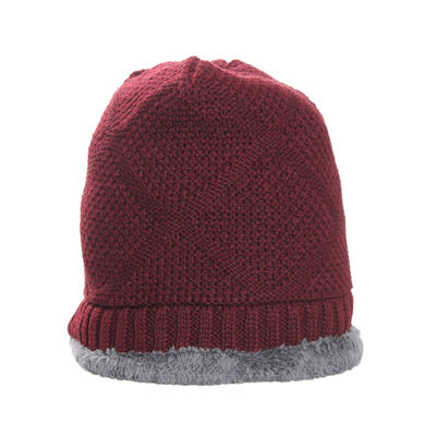 Maroon Woolen Warm Winter Beanie Skull Cap With Faux Fur Inside for Men/Boys