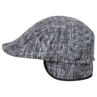 Grey Patterned Warm Semi Woolen Golf Cap With Ear Flaps for Wind & Cold Protection for Men