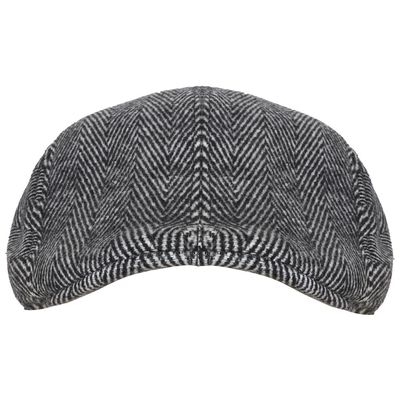 Grey & Black Herringbone Patterned Warm Semi Woolen Golf Cap With Ear Flaps for Wind & Cold Protection for Men