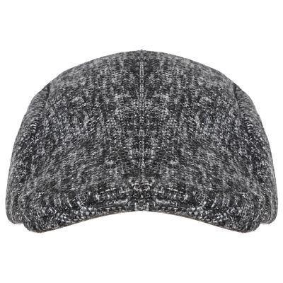 Grey & Black Patterned Warm Semi Woolen Golf Cap With Ear Flaps for Wind & Cold Protection for Men