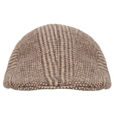 Beige & Brown Patterned Warm Semi Woolen Golf Cap With Ear Flaps for Wind & Cold Protection for Men
