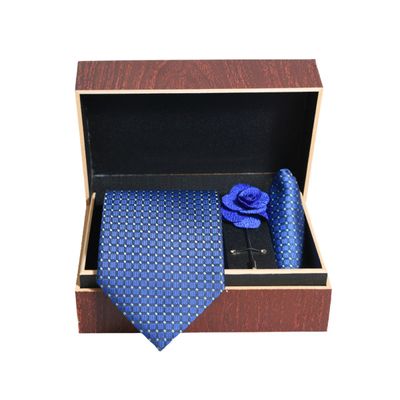 Blue Gift Box Combo With Microfiber Tie Pocket Square Blue Floral Lapel ...