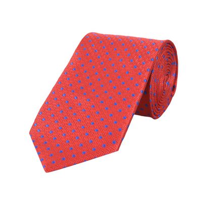 Red & Blue Gift Box Combo with Microfiber Tie + Pocket Square + Red floral Lapel Pin Ideal for Gifting for Men