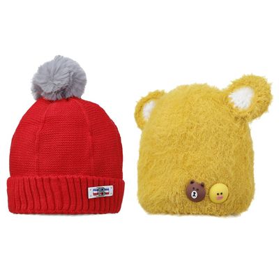 Red & Yellow Combo Warm baby cap for winters - Just so cute