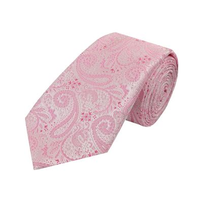 Pink Paisley design Gift Box Combo with Microfiber Tie + Pocket Square + Lapel Pin Ideal for Gifting for Men