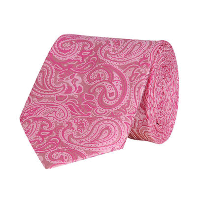 Pink Gift Box Combo with Microfiber Tie + Satin Pocket Square + Pink Stone Inlayed Chrome Plated Cufflinks Ideal for Gifting for Men