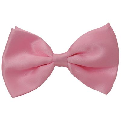 Cool Combos With Matching Pink Lapel Pin and Plain Satin Pink Bow Tie for Men