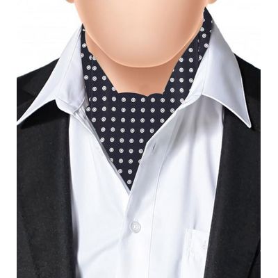 Cravat for Men- Black Silk Polka Design