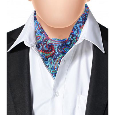 Cravat for Men- Navy Blue/Multi Silk Paisley Design