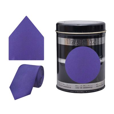 Purple Micro Fiber Plain Tie with Pocket Square Combo