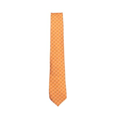Orange Geometrical Design Micro Fiber Tie with Pocket Square Combo