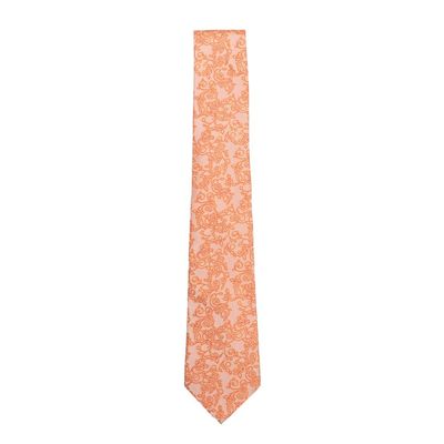 Peach Floral/Paisley Design Micro Fiber Tie with Pocket Square Combo