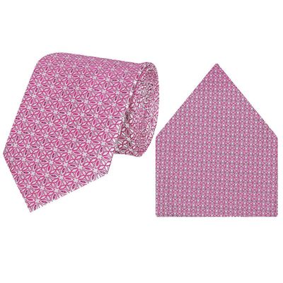 Tiekart cool combos pink floral  tie+pocketsquare