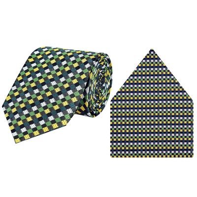 Tiekart cool combos multi checked  tie+pocketsquare