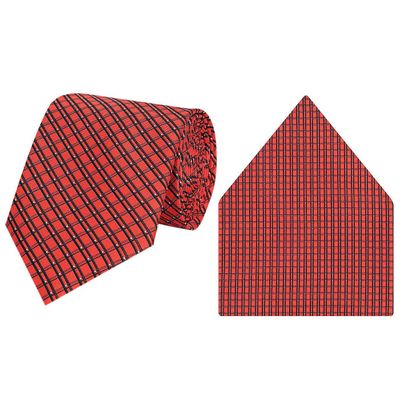 Tiekart cool combos red checked  tie+pocketsquare