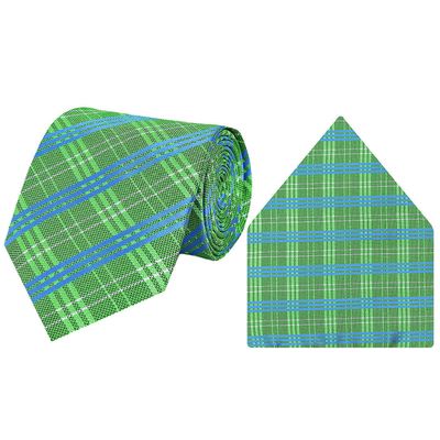 Tiekart cool combos green checked tie+pocketsquare