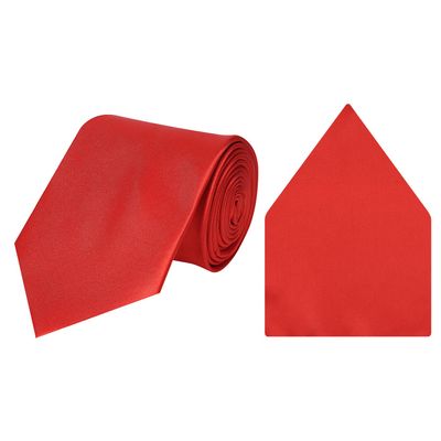 cool combos red plain solids tie+pocketsquare