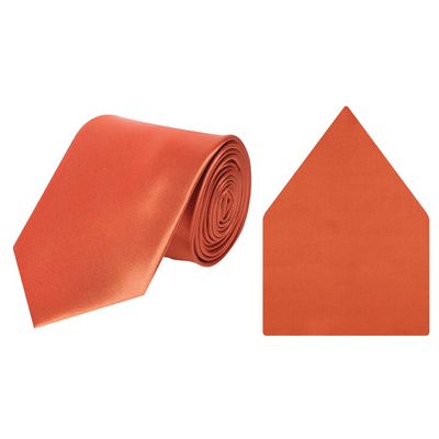 cool combos orange plain solids tie+pocketsquare