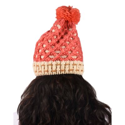 Tiekart women coral  wollen cap