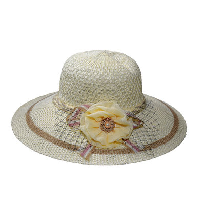 Cream Designer Summer Beach Sun Hat for Women