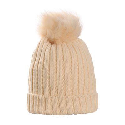 Cream Warm Knitted Winter Woolen Fashionable Caps for Women