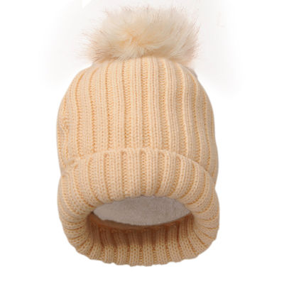 Cream Warm Knitted Winter Woolen Fashionable Caps for Women