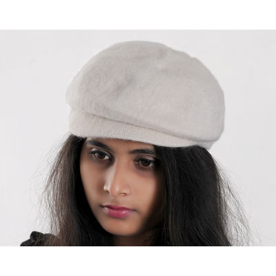 White Warm Winter Woolen Fashionable Caps for Women