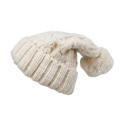 Off White Warm Knitted Winter Woolen Fashionable Caps for Women